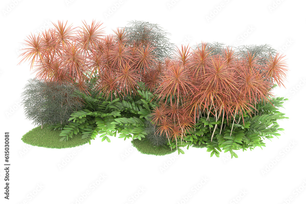 Tropical forest isolated on transparent background. 3d rendering - illustration