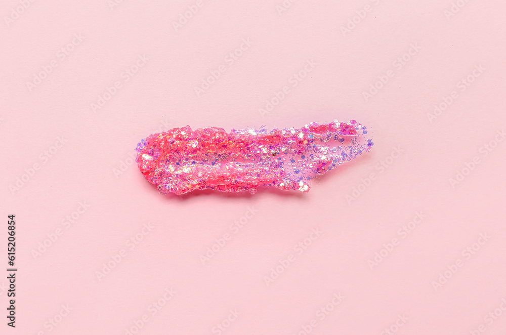 Glitter stroke on pink background