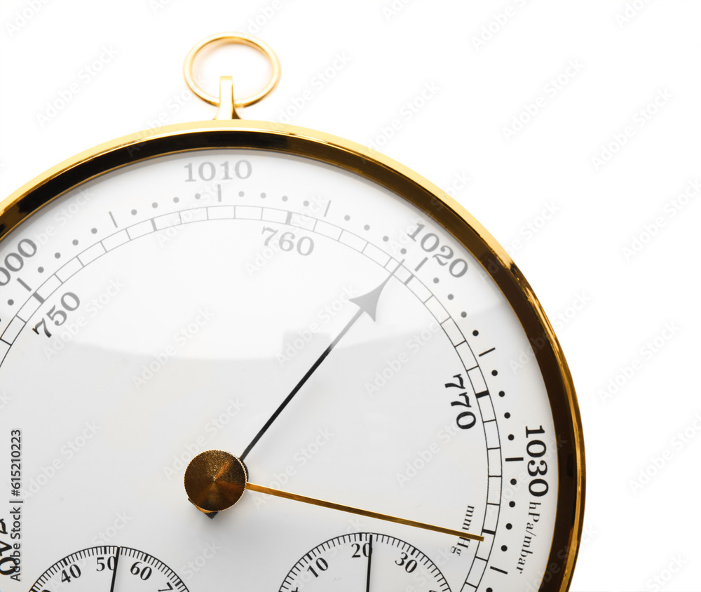 Aneroid barometer isolated on white background