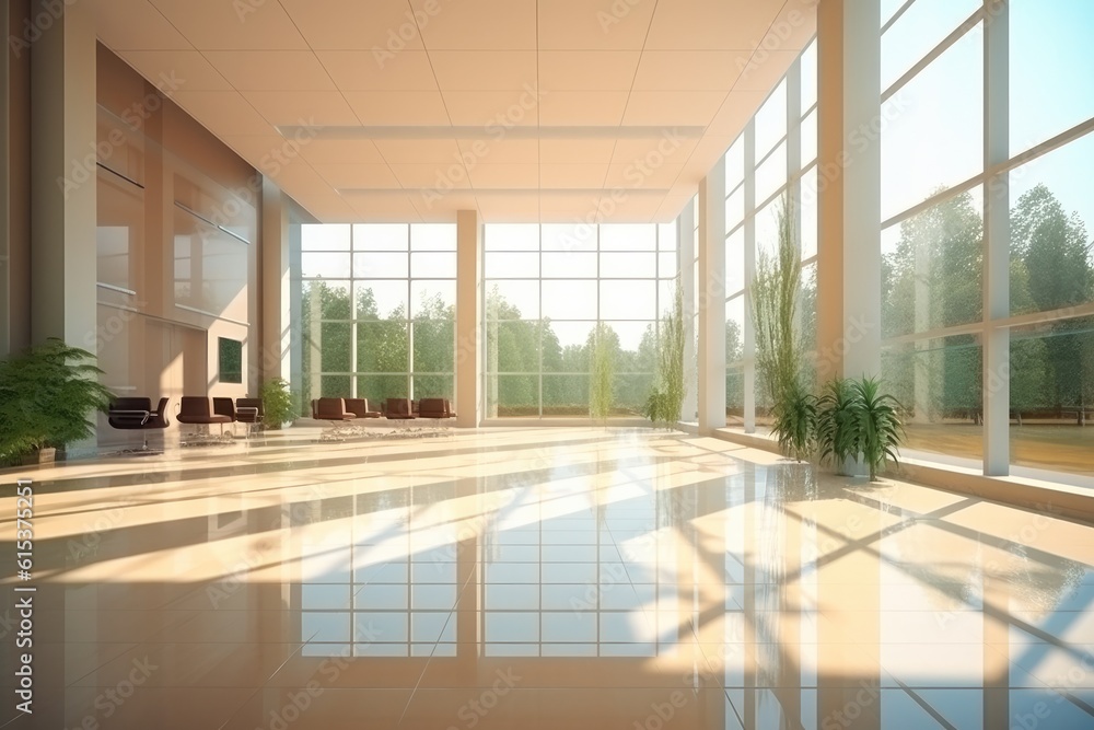 Empty interior hall with modern design.