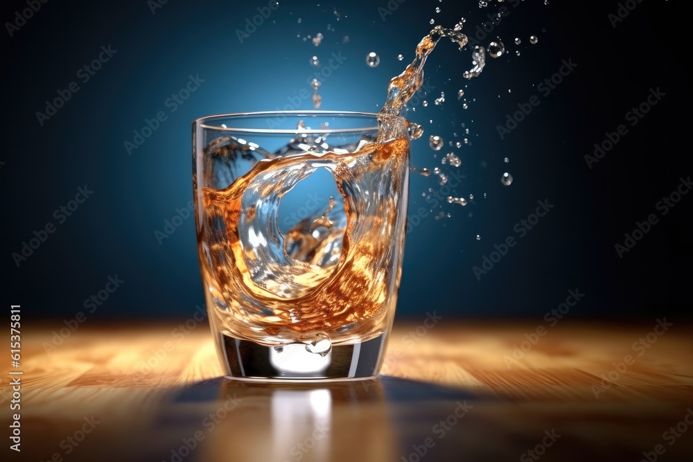 Splashing water, Splashing water in a glass.