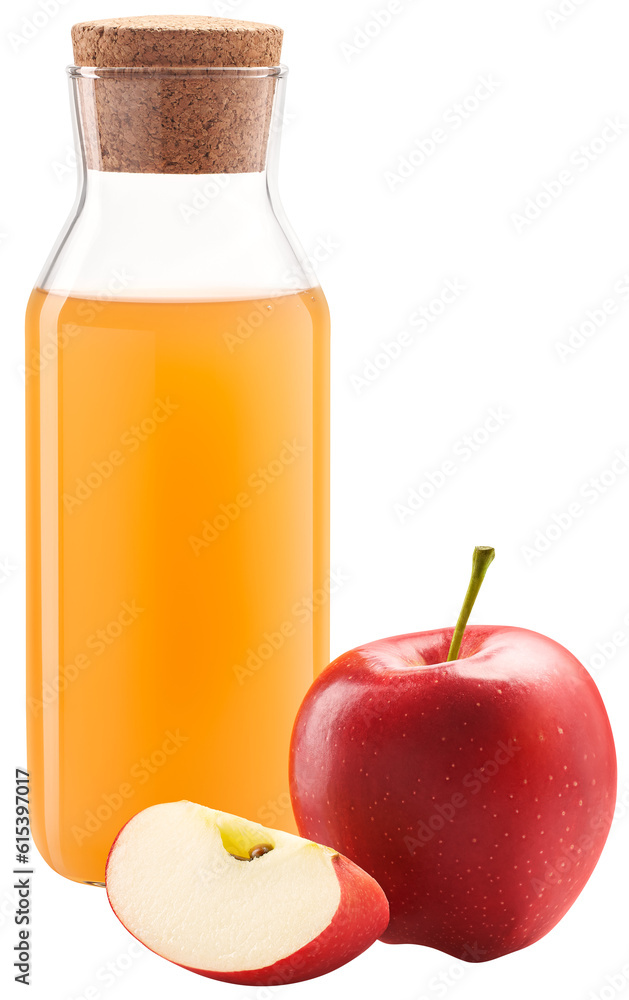 Bottle of apple cider vinegar with fresh red apples 