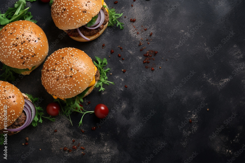 Burgers on a concrete background