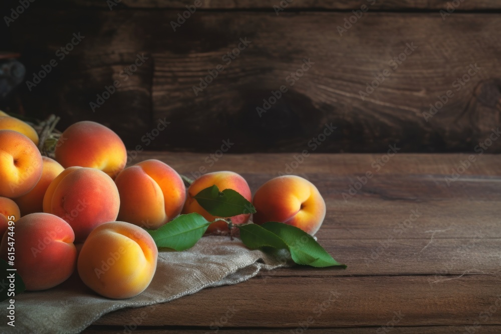 Ripe apricots on old wooden table