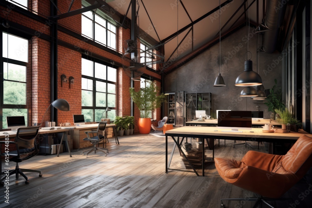 Modern office interior in loft, industrial style