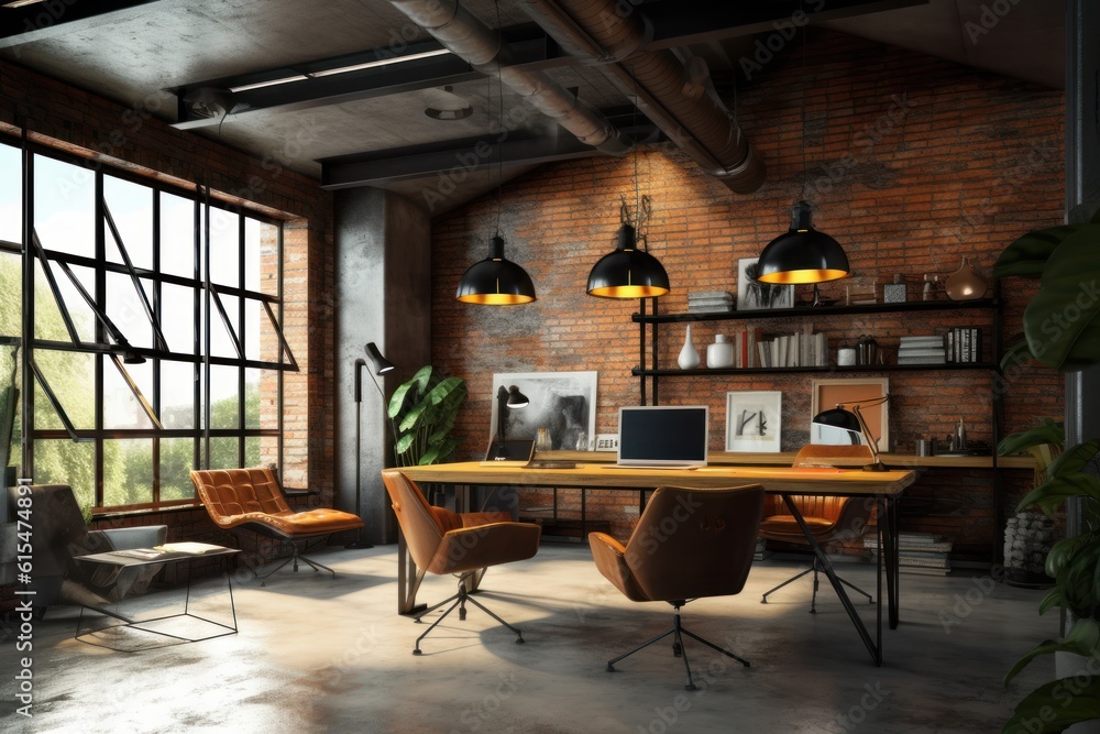 Modern office interior in loft, industrial style