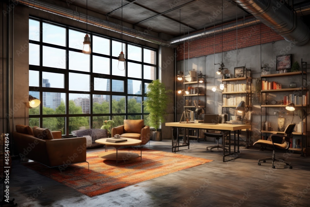 Modern office interior in loft, industrial style