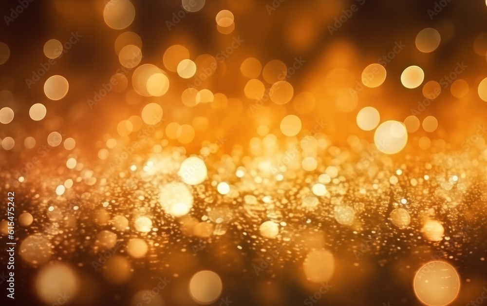 gold abstract blurred boheh lights background. Festive glitter sparkle background