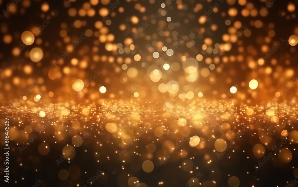 gold abstract blurred boheh lights background. Festive glitter sparkle background