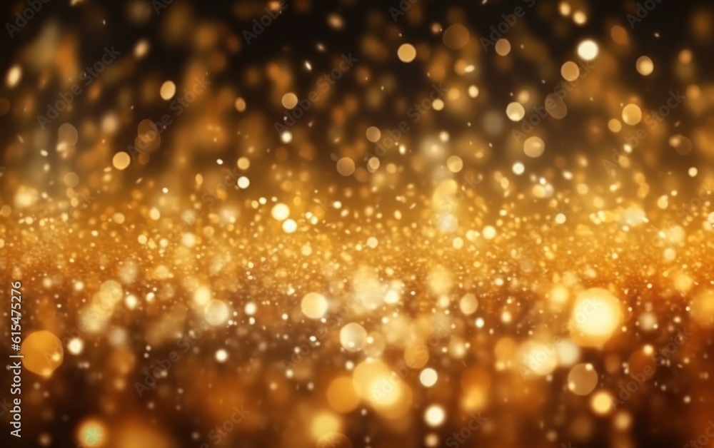 gold abstract blurred boheh lights background. Festive glitter sparkle background