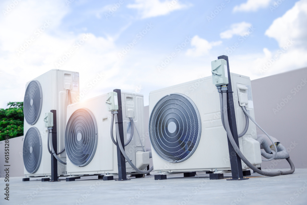 Air conditioning outdoor unit compressor install outside the building.