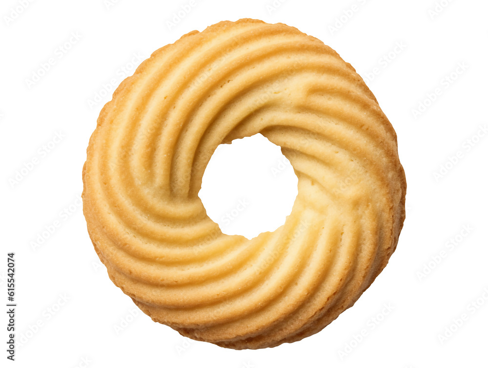 Butter ring biscuit isolated on transparent or white background, png