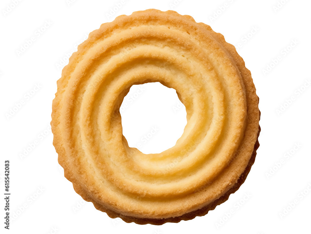 Butter ring biscuit isolated on transparent or white background, png