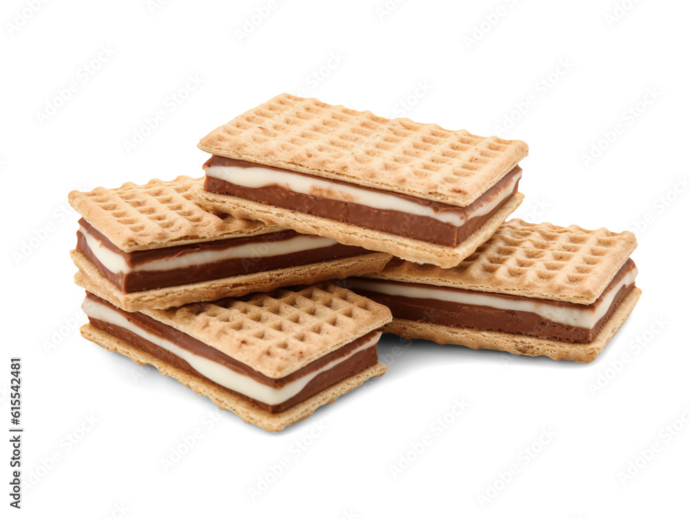 Wafer bars isolated on transparent or white background, png