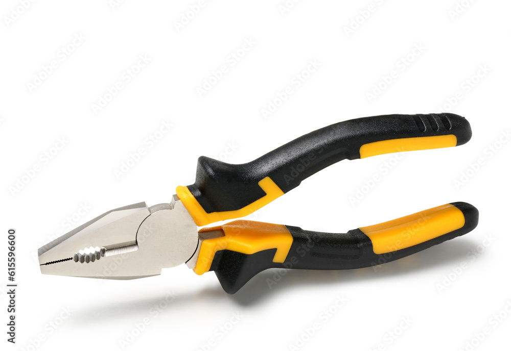 Orange pliers isolated on white background