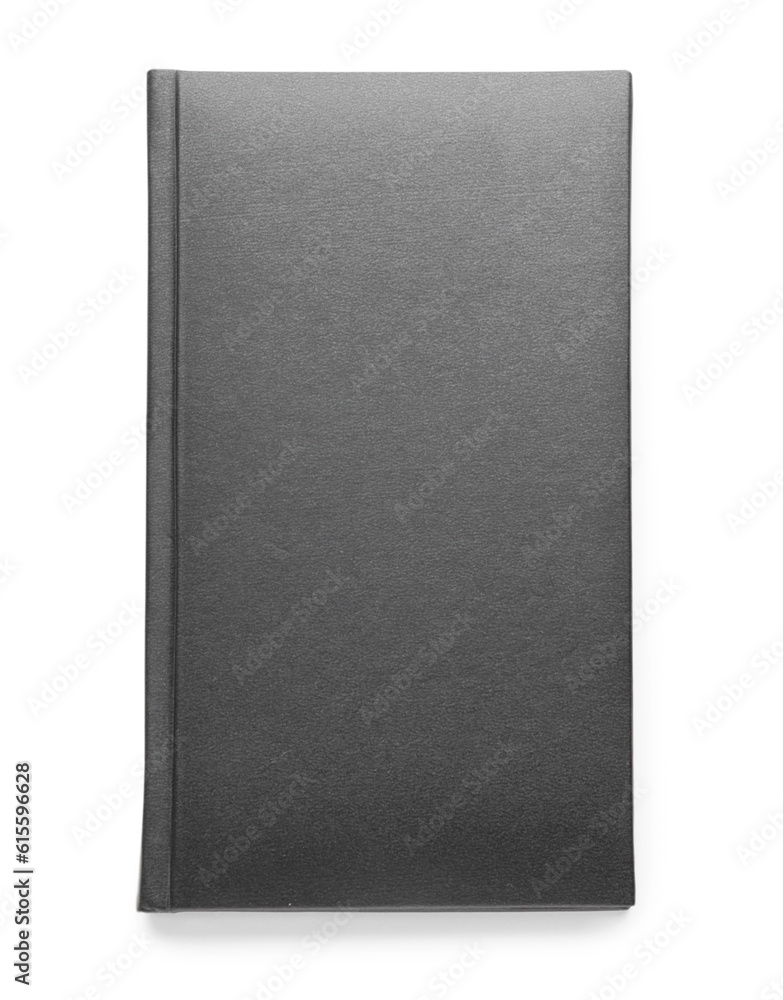 Black notebook isolated on white background