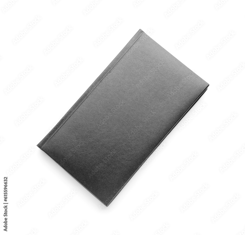 Black notebook isolated on white background