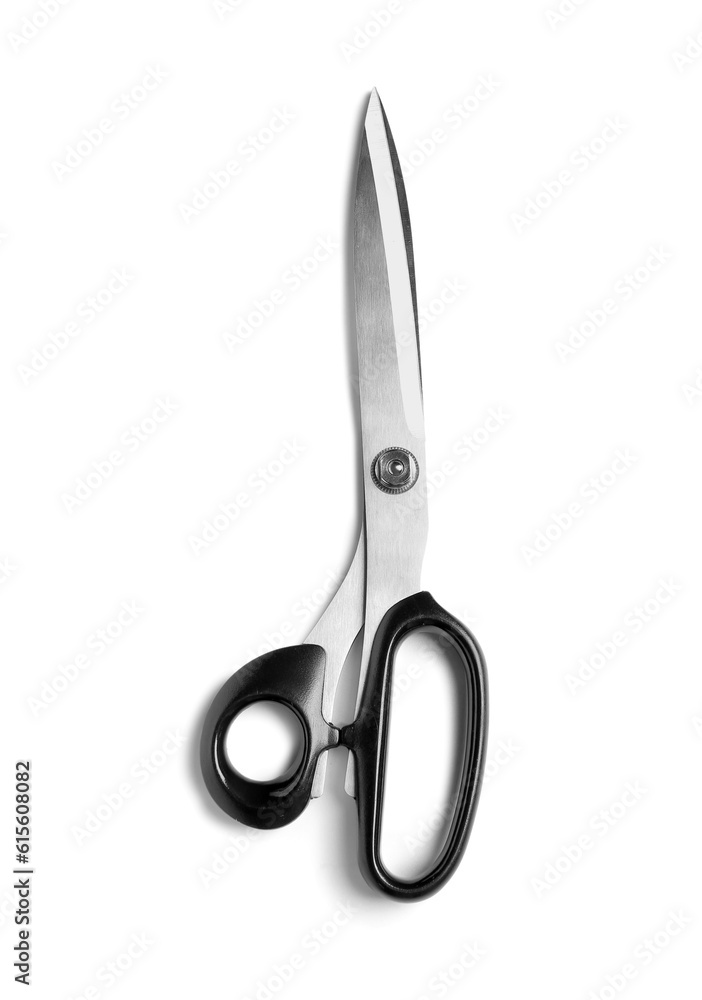 Scissors with black handle isolated on white background