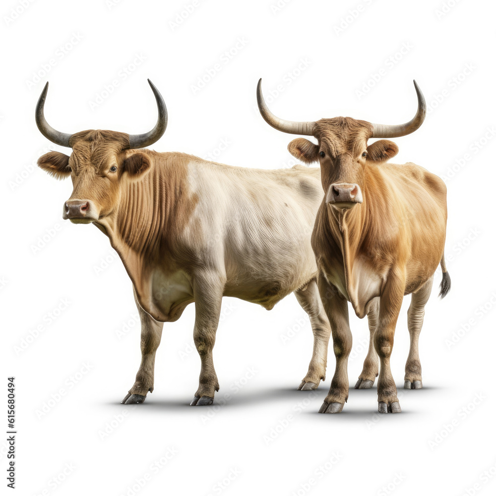 Two Zebus (Bos taurus indicus) in the pasture