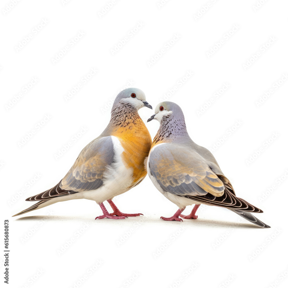 Two Doves (Columba livia) cooing together