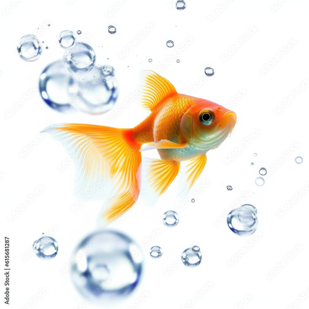 A Goldfish (Carassius auratus) blowing bubbles