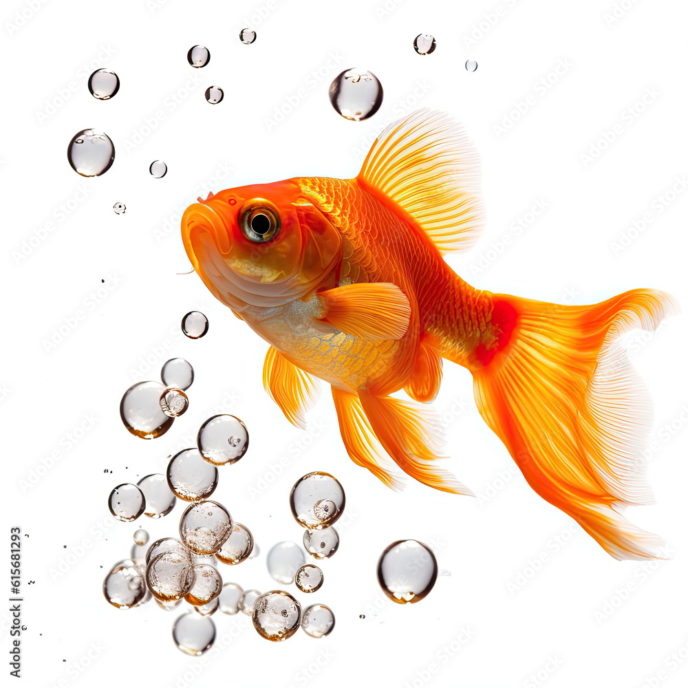 A Goldfish (Carassius auratus) blowing bubbles