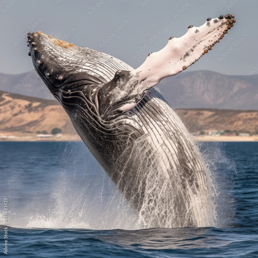 A Humpback Whale (Megaptera novaeangliae) breaching