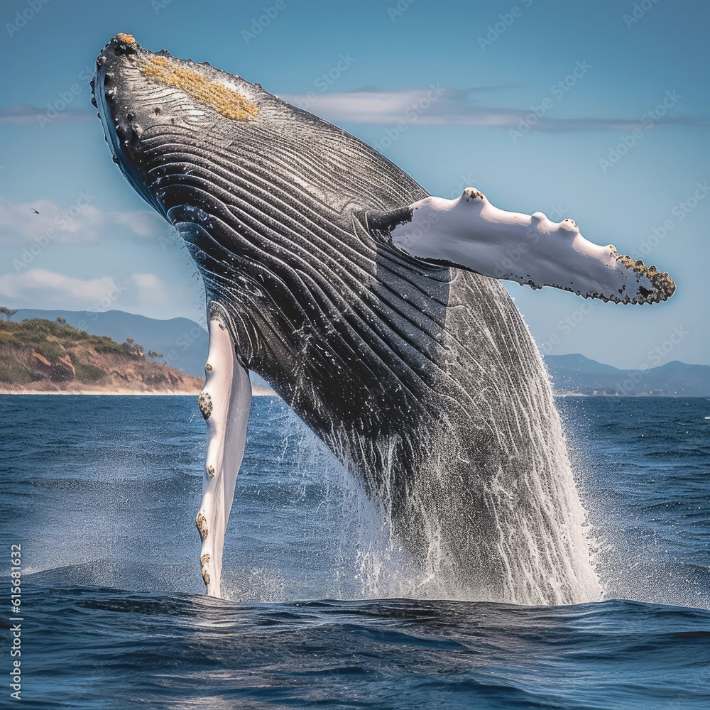 A Humpback Whale (Megaptera novaeangliae) breaching