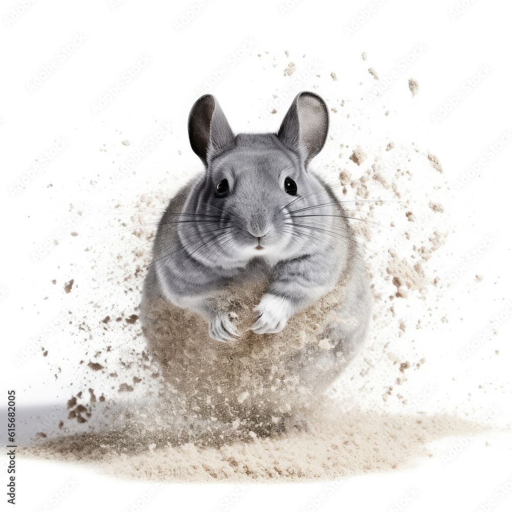 A Chinchilla (Chinchilla lanigera) dust bathing