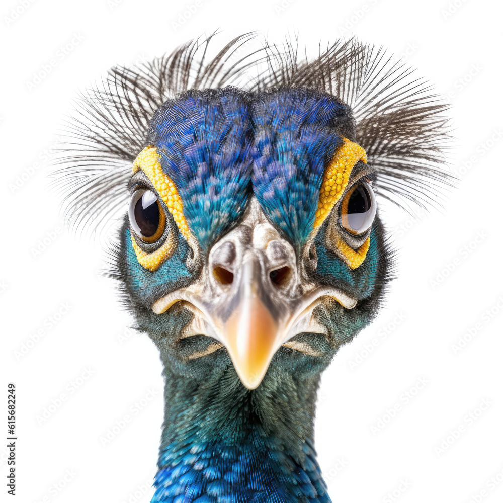 Closeup of a Peacocks (Pavo cristatus) face