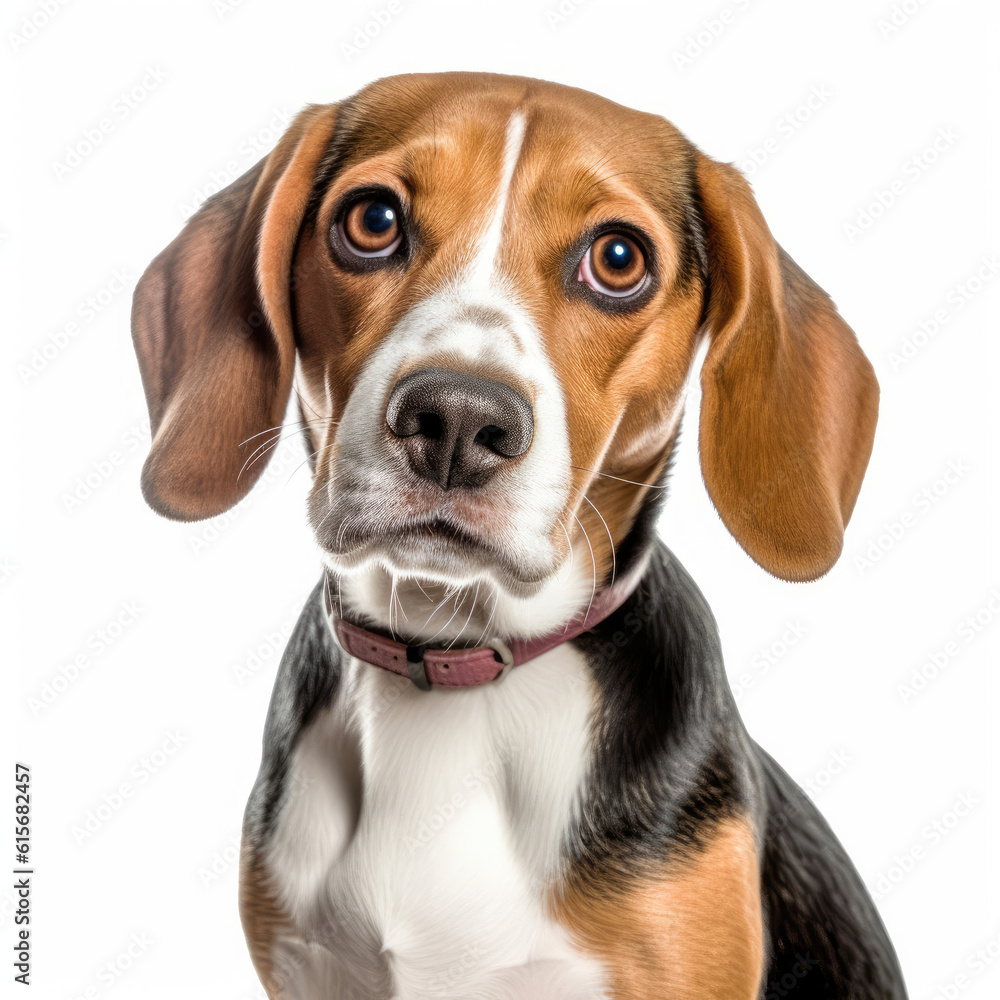 A Beagle (Canis lupus familiaris) with a comical confused expression