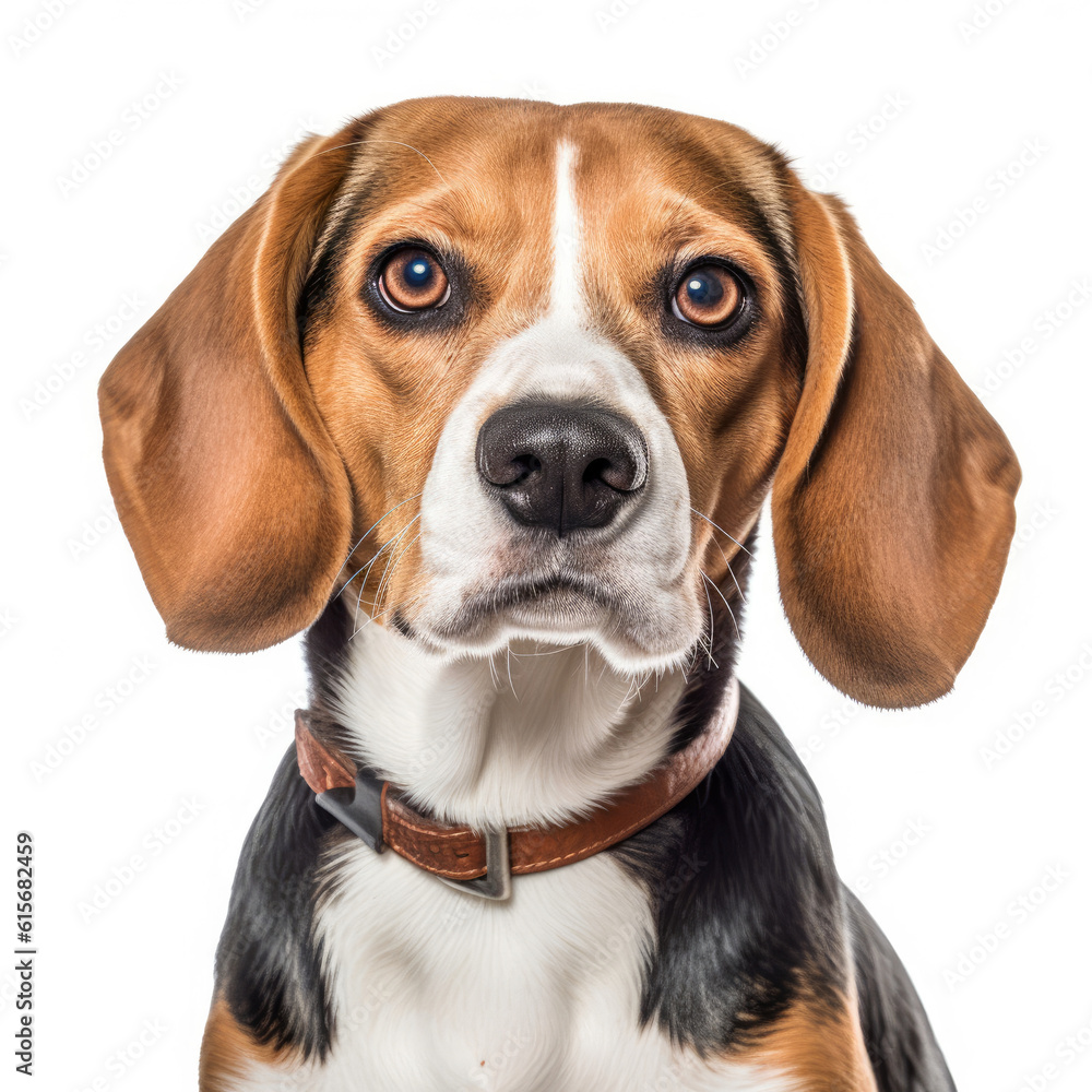 A Beagle (Canis lupus familiaris) with a comical confused expression