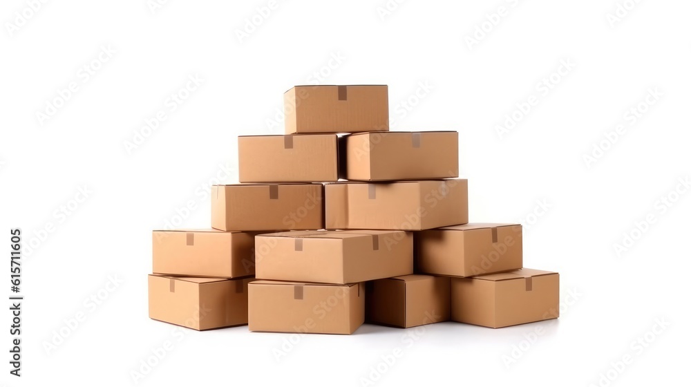 Cardboard boxes on a white background, Distribution products, Delivery, Logistics Business.