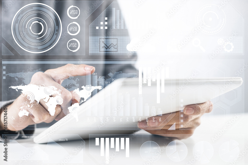 Businessman analyzing financial data concept