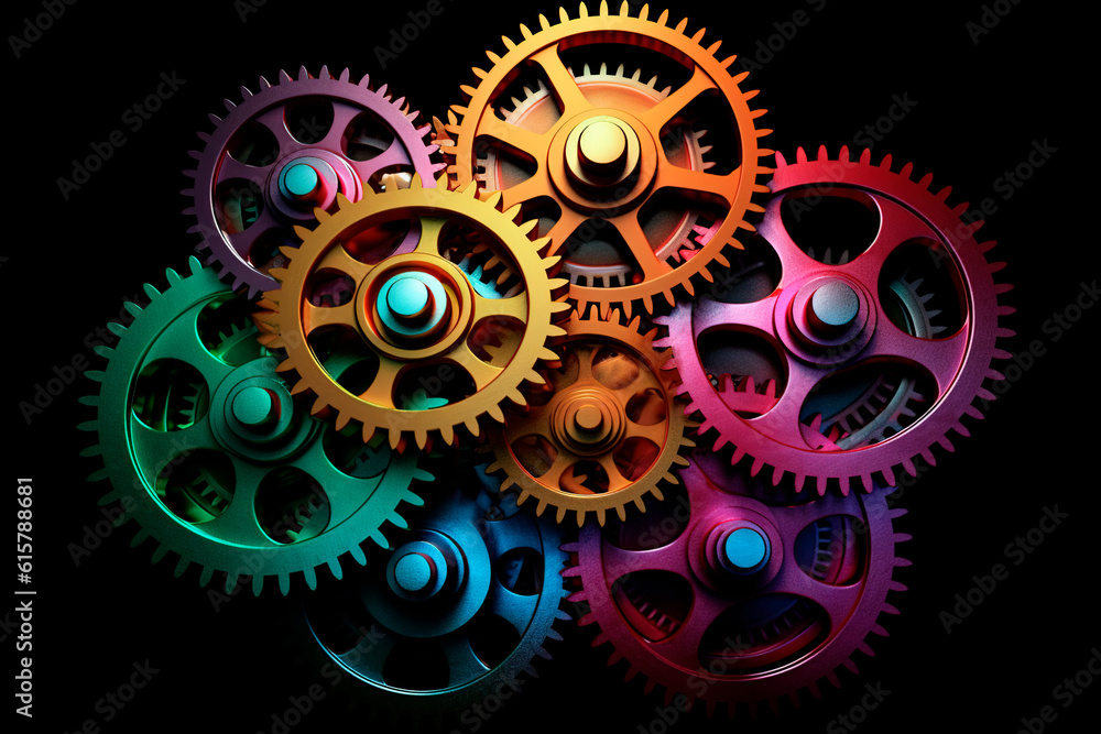 Multi color Industrial Gear Abstract Background