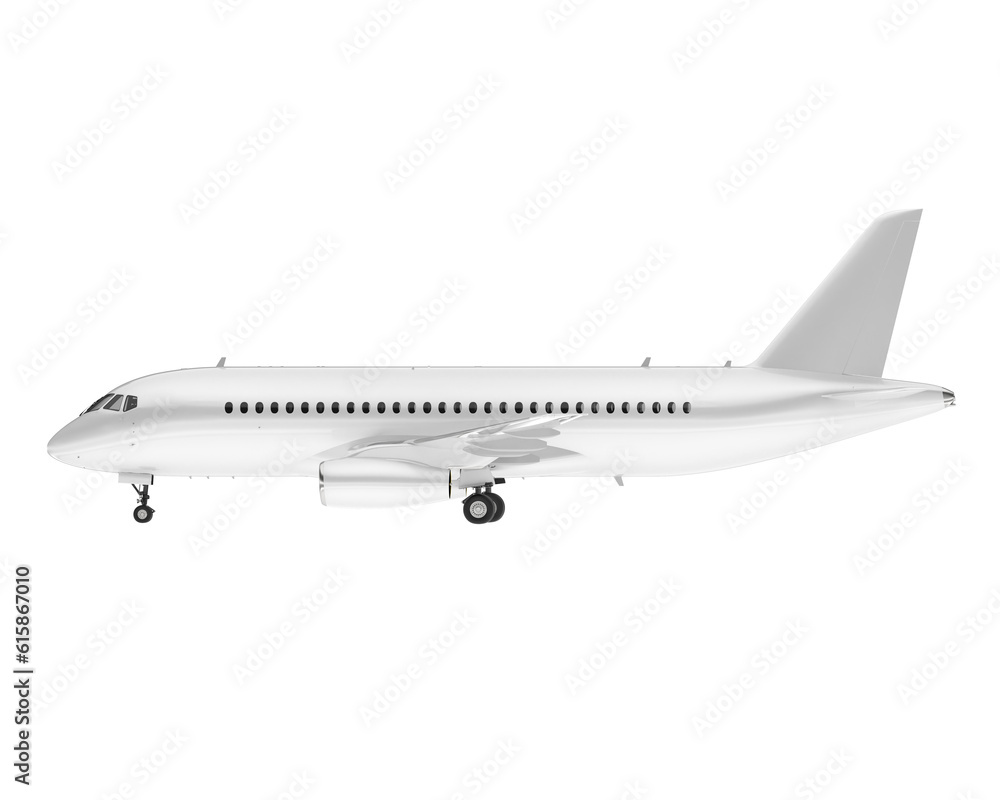 Airplane isolated on transparent background. 3d rendering - illustration