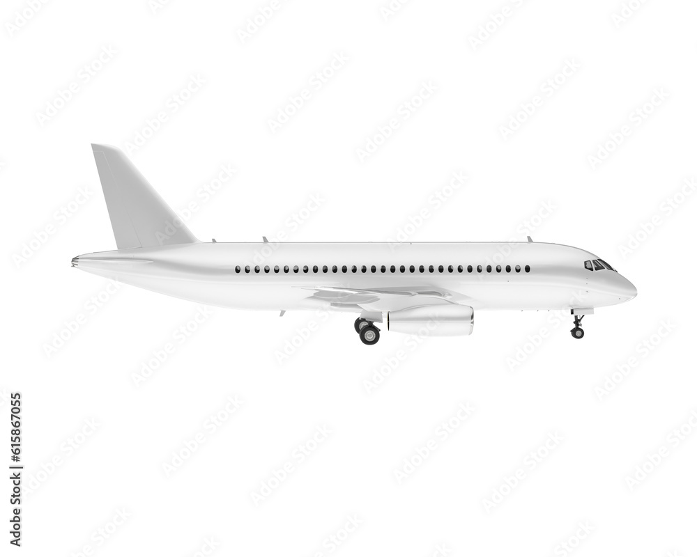 Airplane isolated on transparent background. 3d rendering - illustration