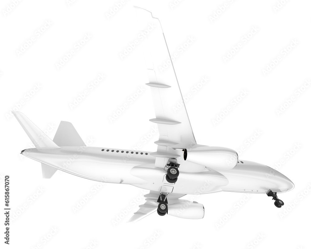 Airplane isolated on transparent background. 3d rendering - illustration