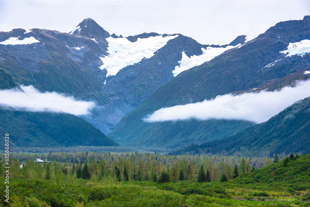 Byron Glacier is located in Girdwood, Alaska on the Kenia Peninsula, sitting adjacent to Portage Lak