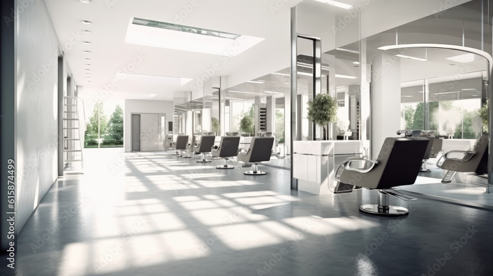 Modern bright beauty salon, Hair salon and pedicure interior business.