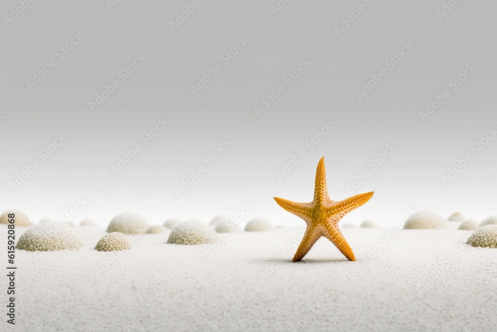 lone starfish in a sandy beach landscape. Generative AI