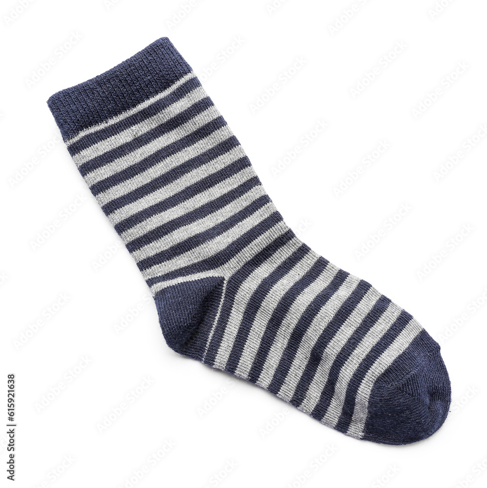 Striped sock isolated on white background