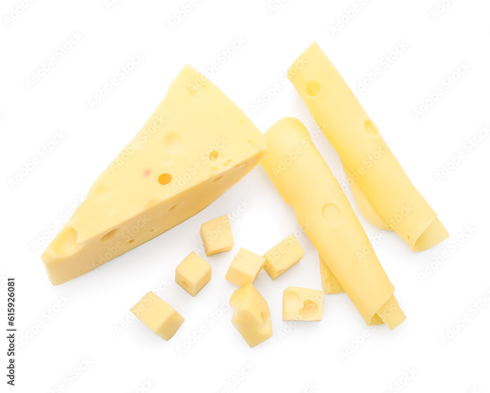 Tasty Swiss cheese isolated on white background