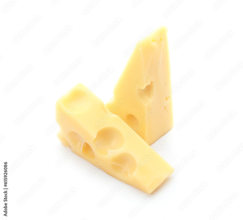 Tasty Swiss cheese isolated on white background