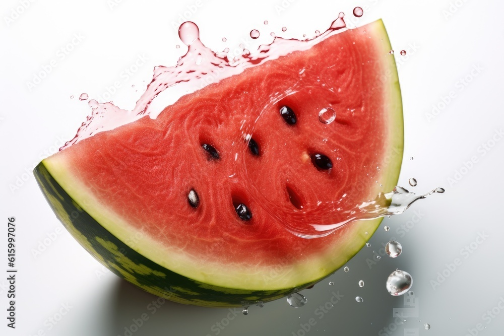 Watermelon with water drops isolated on white background.