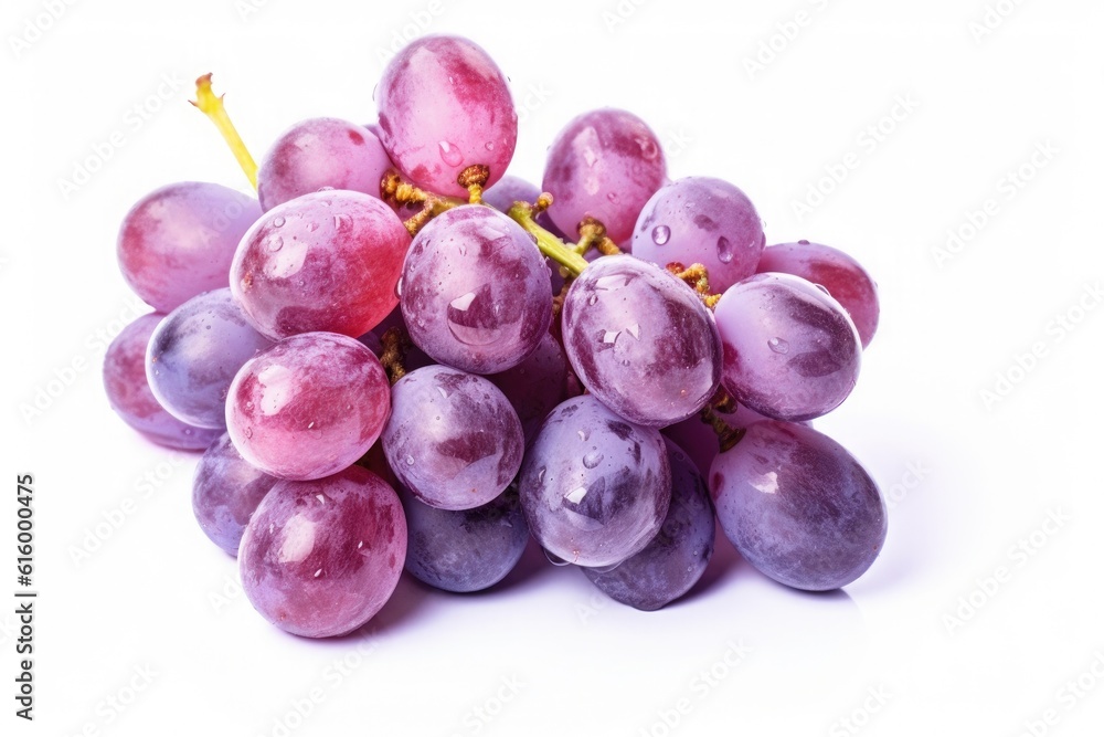 Fresh grapes isolated on white background. Generative Ai