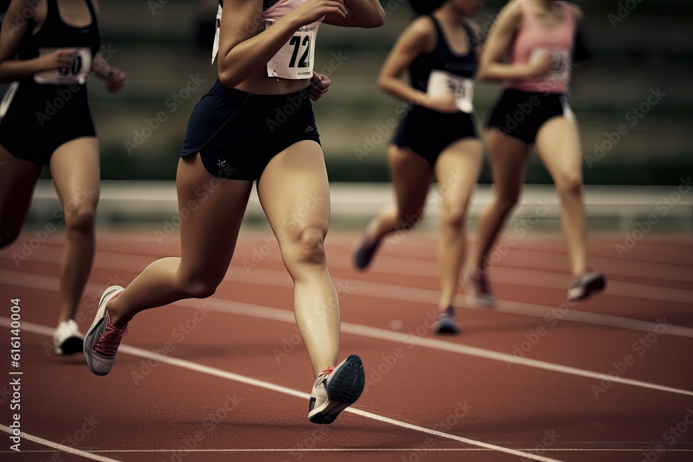 The footsteps of runners in the field of track and field movement