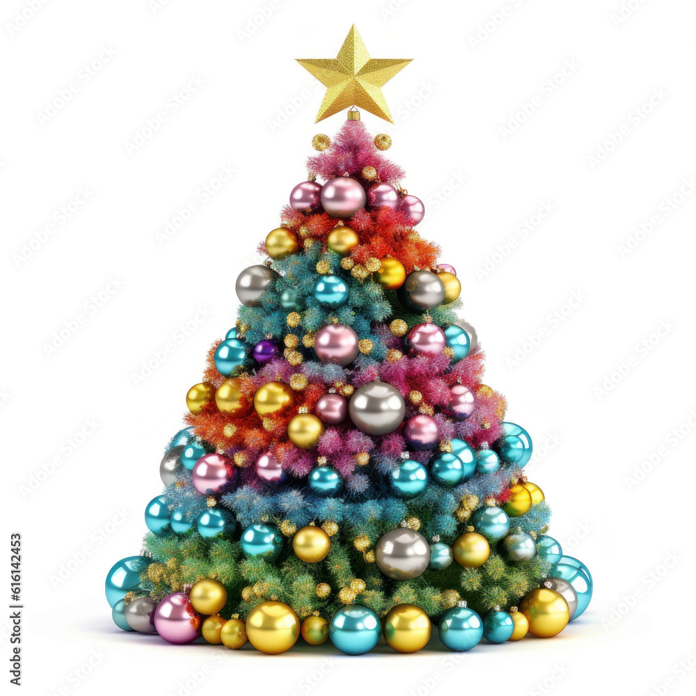 Christmas tree isolated. Illustration AI Generative.