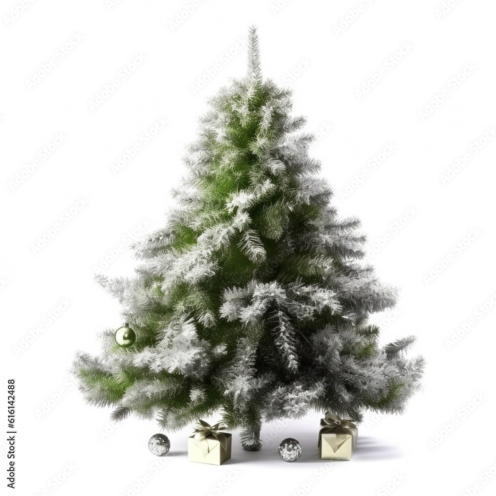 Christmas tree isolated. Illustration AI Generative.