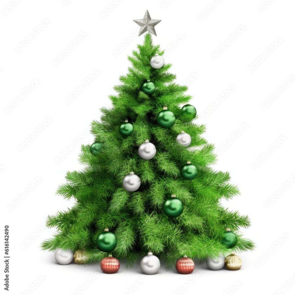 Christmas tree isolated. Illustration AI Generative.